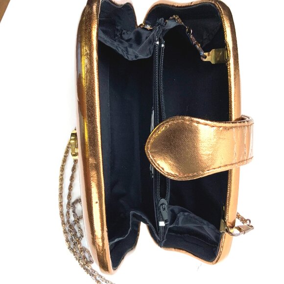 Vintage La Regale Rose Gold Clutch Hard Case Crossbody Chain Strap - Picture 10 of 16